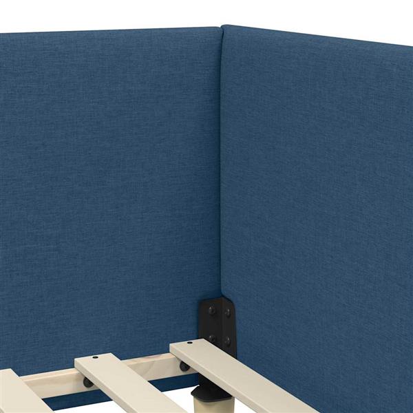 Grote foto vidaxl hoekbedframe blauw 100 cm x 200 cm stof en multiplex antiek en kunst stoelen en banken