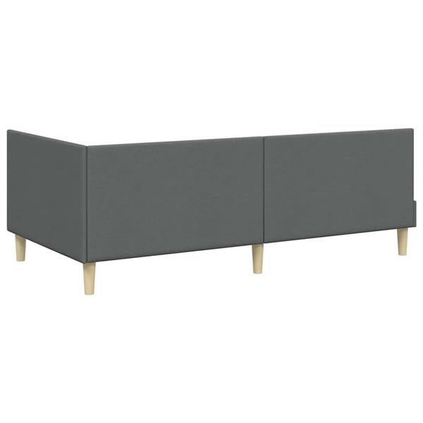 Grote foto vidaxl hoekbedframe donkergrijs 100 cm x 200 cm stof en multiplex antiek en kunst stoelen en banken