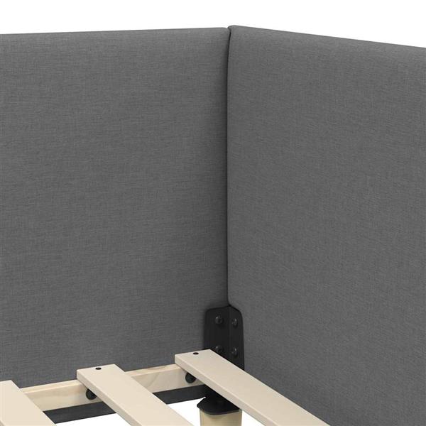 Grote foto vidaxl hoekbedframe donkergrijs 100 cm x 200 cm stof en multiplex antiek en kunst stoelen en banken