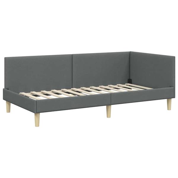 Grote foto vidaxl hoekbedframe donkergrijs 90 cm x 200 cm stof en multiplex antiek en kunst stoelen en banken