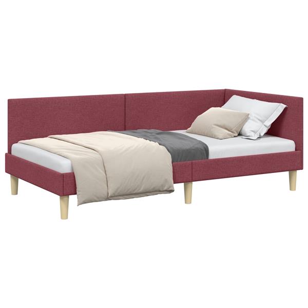 Grote foto vidaxl hoekbedframe wijnrood 90 cm x 190 cm stof en multiplex antiek en kunst stoelen en banken