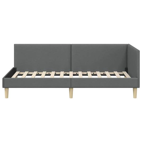 Grote foto vidaxl hoekbedframe donkergrijs 90 cm x 190 cm stof en multiplex antiek en kunst stoelen en banken