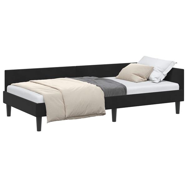 Grote foto vidaxl hoekbedframe zwart 100 cm x 200 cm velvetenplywood antiek en kunst stoelen en banken