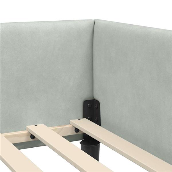 Grote foto vidaxl hoekbedframe lichtgrijs 100 cm x 200 cm velvetenplywood antiek en kunst stoelen en banken