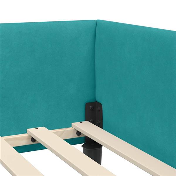 Grote foto vidaxl hoekbedframe turquoise 90 cm x 200 cm velvetenplywood antiek en kunst stoelen en banken