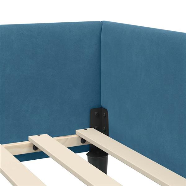 Grote foto vidaxl hoekbedframe blauw 90 cm x 200 cm velvetenplywood antiek en kunst stoelen en banken