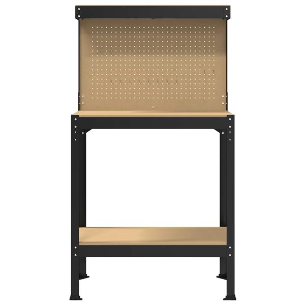 Grote foto vidaxl werkbanken met plank zwart 81 x 41 x 145 cm bewerkt hout doe het zelf en verbouw werkbanken