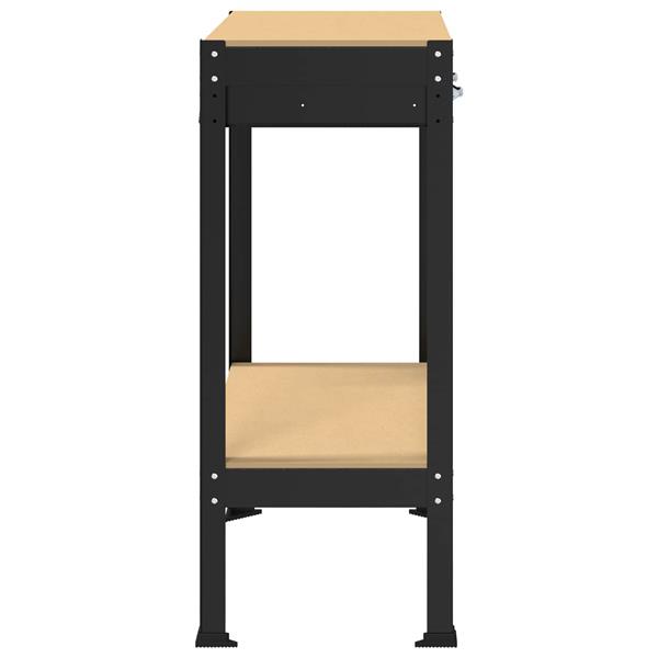 Grote foto vidaxl werkbanken met lade zwart 80 x 40 x 91 cm bewerkt hout doe het zelf en verbouw werkbanken