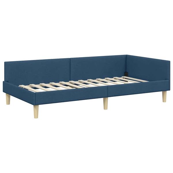 Grote foto vidaxl hoekbedframe met hoofdeinde blauw 100 x 200 cm stof antiek en kunst stoelen en banken