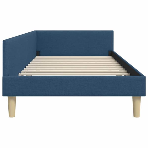 Grote foto vidaxl hoekbedframe met hoofdeinde blauw 100 x 200 cm stof antiek en kunst stoelen en banken