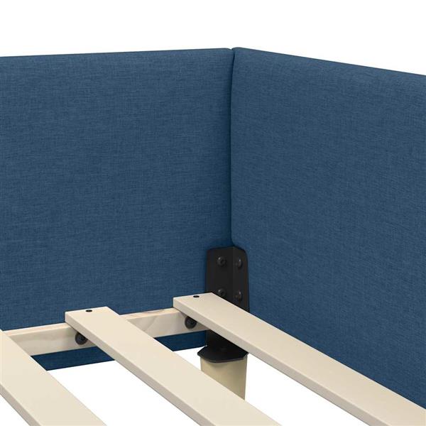 Grote foto vidaxl hoekbedframe met hoofdeinde blauw 100 x 200 cm stof antiek en kunst stoelen en banken