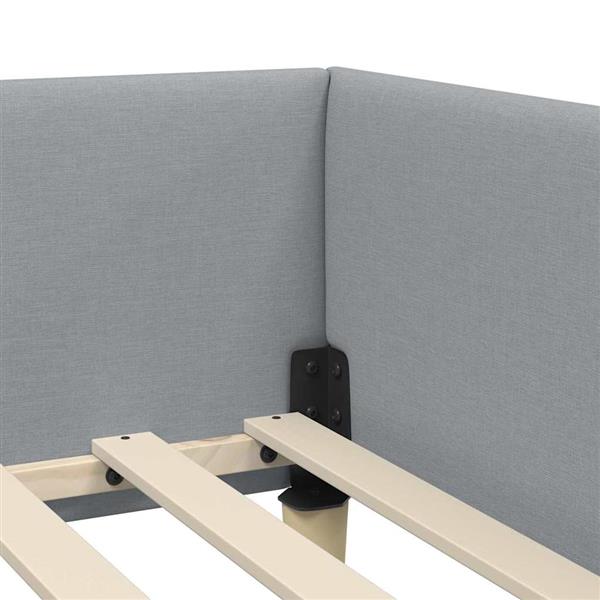 Grote foto vidaxl hoekbedframe met hoofdeinde lichtgrijs 100 x 200 cm stof antiek en kunst stoelen en banken