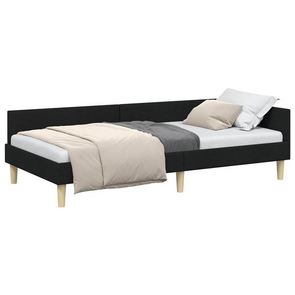 Grote foto vidaxl hoekbedframe met hoofdeinde zwart 90 x 200 cm stof antiek en kunst stoelen en banken