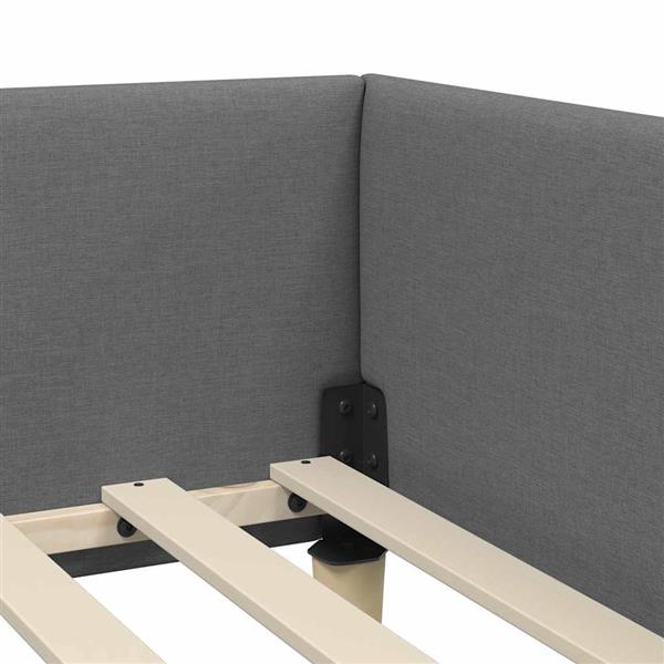 Grote foto vidaxl hoekbedframe met hoofdeinde donkergrijs 90 x 200 cm stof antiek en kunst stoelen en banken