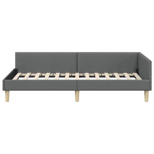 Grote foto vidaxl hoekbedframe met hoofdeinde donkergrijs 90 x 190 cm stof antiek en kunst stoelen en banken
