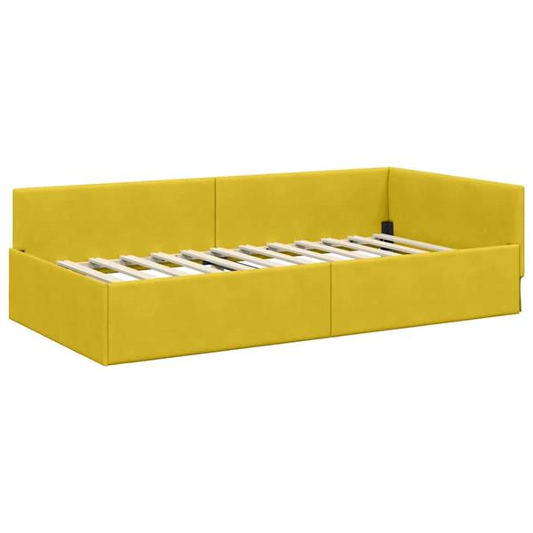 Grote foto vidaxl hoekbedframe geel 90 cm x 200 cm polyester en multiplex antiek en kunst stoelen en banken