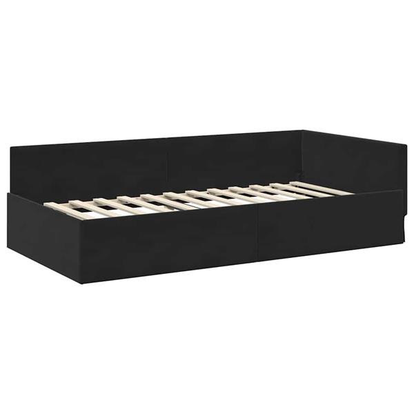 Grote foto vidaxl hoekbedframe zwart 90 cm x 200 cm polyester en multiplex antiek en kunst stoelen en banken