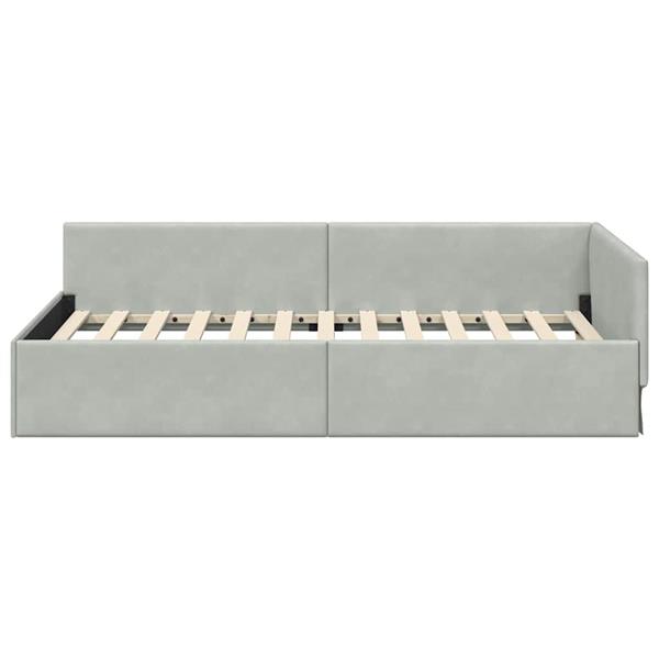 Grote foto vidaxl hoekbedframe lichtgrijs 90 cm x 200 cm polyester en multiplex antiek en kunst stoelen en banken