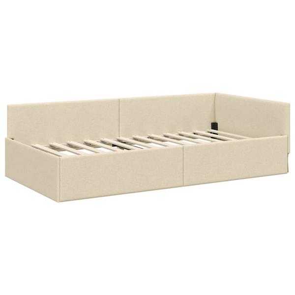 Grote foto vidaxl hoekbedframe met hoofdeinde cr me 80 cm x 200 cm fluweel antiek en kunst stoelen en banken