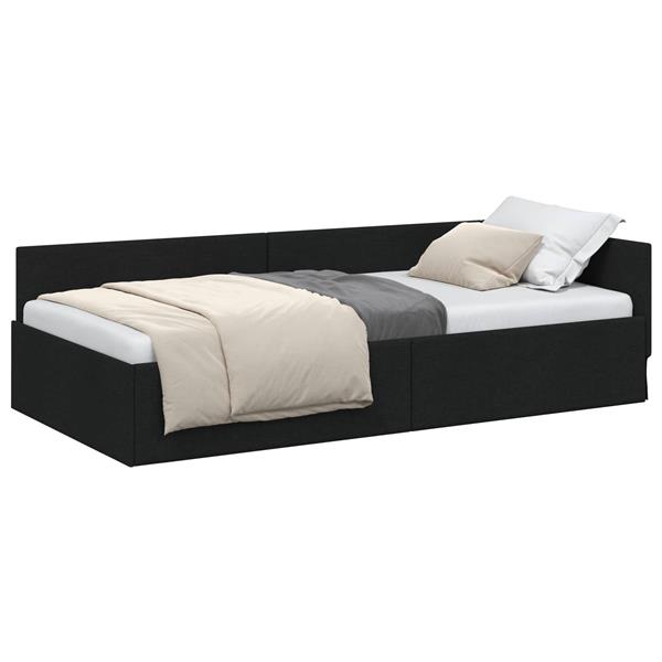 Grote foto vidaxl hoekbedframe met hoofdeinde zwart 80 cm x 200 cm fluweel antiek en kunst stoelen en banken