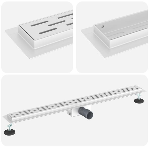 Grote foto vidaxl doucheafvoer met lijndesign zilver 90 cm roestvrij staal 304 doe het zelf en verbouw sanitair