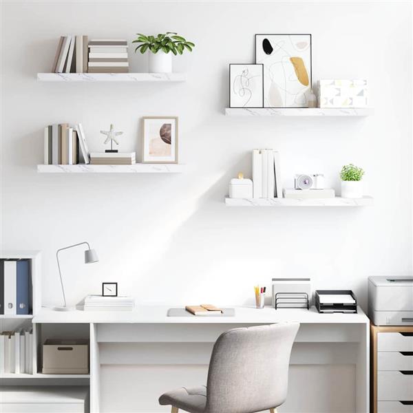 Grote foto vidaxl wandplank 4 pcs wit marmer 80 x 23 5 x 4 cm bewerkt hout huis en inrichting woningdecoratie