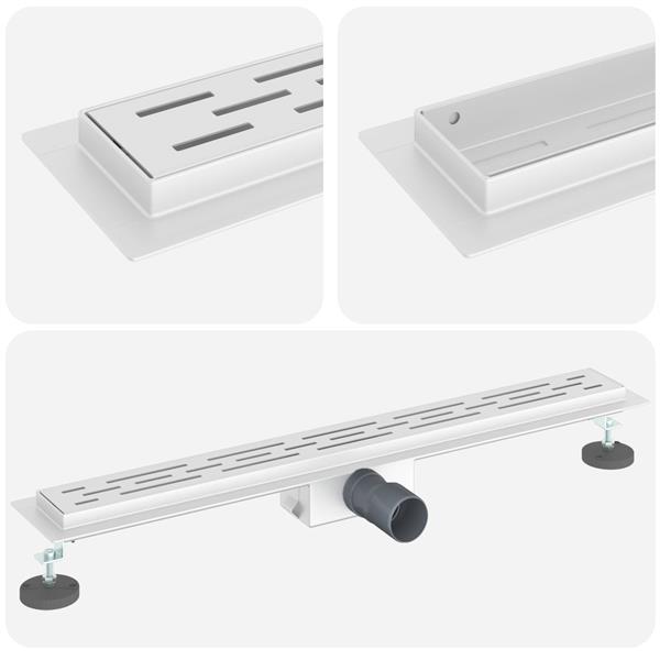 Grote foto vidaxl doucheafvoer met lijndesign zilver 80 cm roestvrij staal 304 doe het zelf en verbouw sanitair