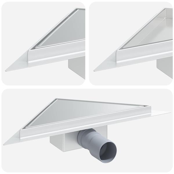 Grote foto vidaxl 2 in 1 driehoek doucheafvoer zilver 32 x 32 x 7 5 cm doe het zelf en verbouw sanitair