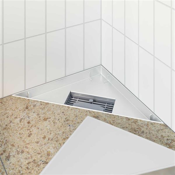 Grote foto vidaxl 2 in 1 driehoek doucheafvoer zilver 32 x 32 x 7 5 cm doe het zelf en verbouw sanitair