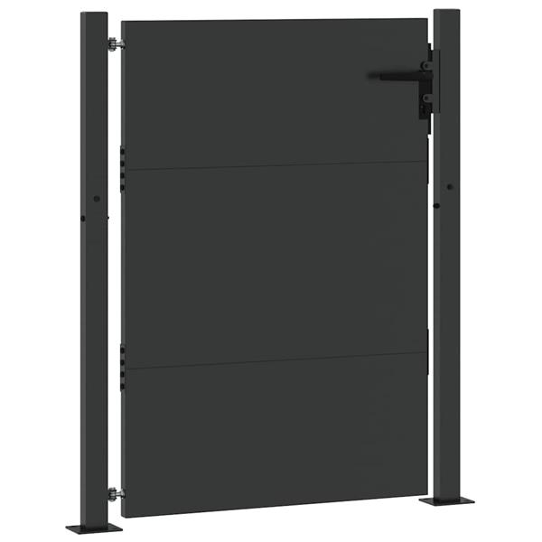 Grote foto vidaxl tuinpoort met slot zwart 105 x 130 cm gepoedercoat staal tuin en terras hekken en schuttingen