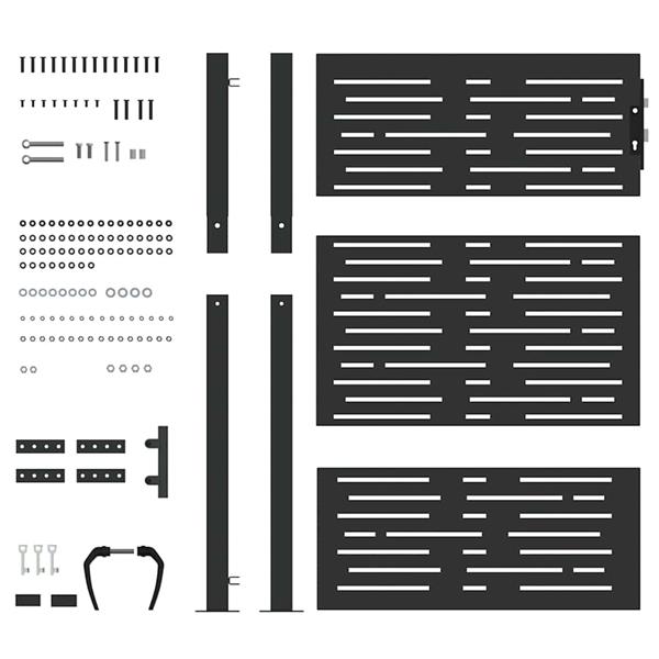 Grote foto vidaxl tuinpoort met slot zwart 110 x 130 cm gepoedercoat staal tuin en terras hekken en schuttingen