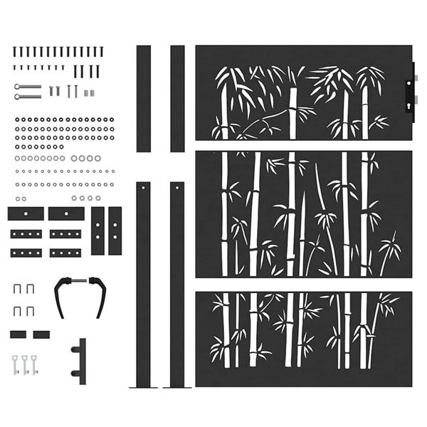 Grote foto vidaxl tuinpoort met slot zwart 110 x 155 cm gepoedercoat staal tuin en terras hekken en schuttingen