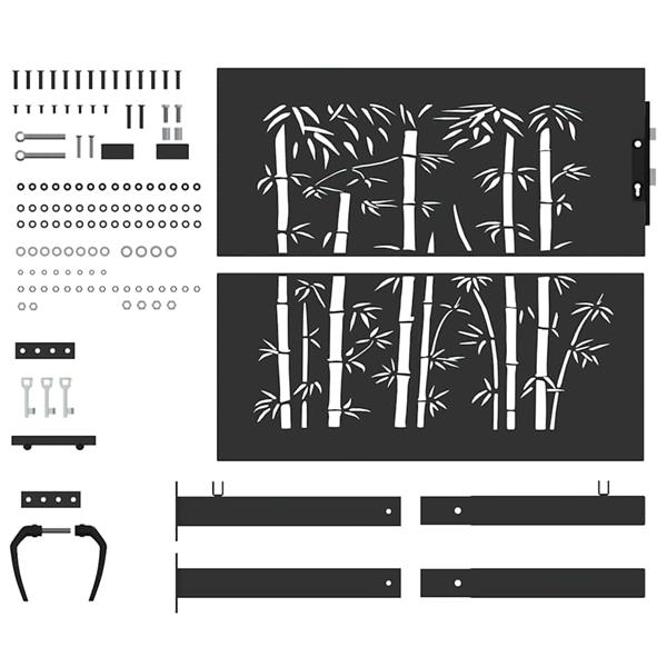 Grote foto vidaxl tuinpoort met slot zwart 110 x 105 cm gepoedercoat staal tuin en terras hekken en schuttingen
