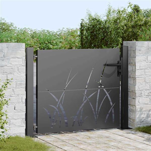 Grote foto vidaxl tuinpoort met slot zwart 110 x 105 cm poedergecoat staal tuin en terras hekken en schuttingen
