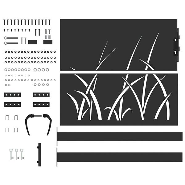 Grote foto vidaxl tuinpoort met slot zwart 110 x 105 cm poedergecoat staal tuin en terras hekken en schuttingen