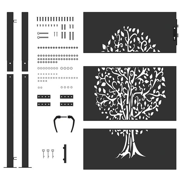 Grote foto vidaxl tuinpoort met slot zwart 110 x 130 cm poedergecoat staal tuin en terras hekken en schuttingen