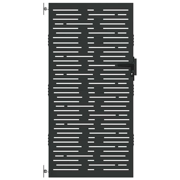 Grote foto vidaxl tuinpoort met slot zwart 85 x 175 cm poedergecoat staal tuin en terras hekken en schuttingen