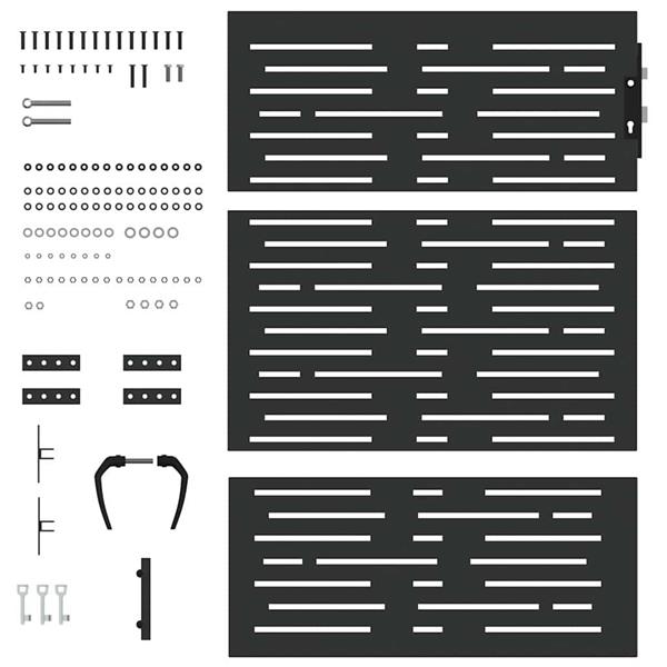 Grote foto vidaxl tuinpoort met slot zwart 85 x 150 cm poedergecoat staal tuin en terras hekken en schuttingen