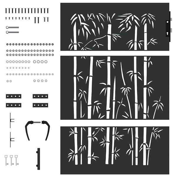 Grote foto vidaxl tuinpoort met slot zwart 85 x 125 cm poedergecoat staal tuin en terras hekken en schuttingen
