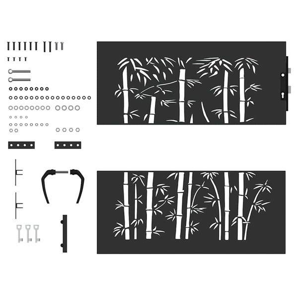 Grote foto vidaxl tuinpoort met slot zwart 85 x 175 cm poedergecoat staal tuin en terras hekken en schuttingen