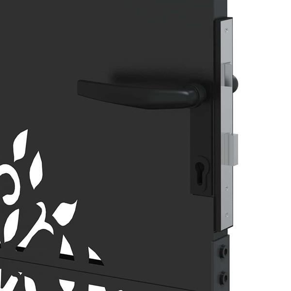 Grote foto vidaxl tuinpoort met slot zwart 85 x 125 cm poedergecoat staal tuin en terras hekken en schuttingen