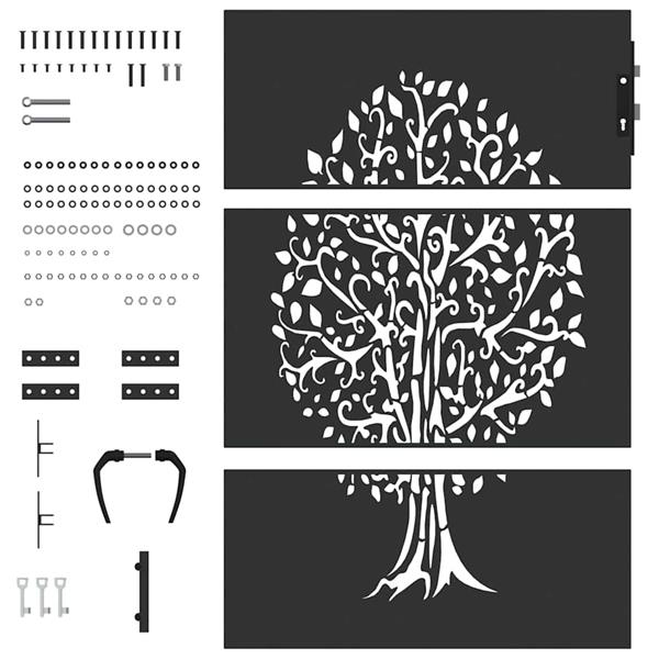 Grote foto vidaxl tuinpoort met slot zwart 85 x 125 cm poedergecoat staal tuin en terras hekken en schuttingen