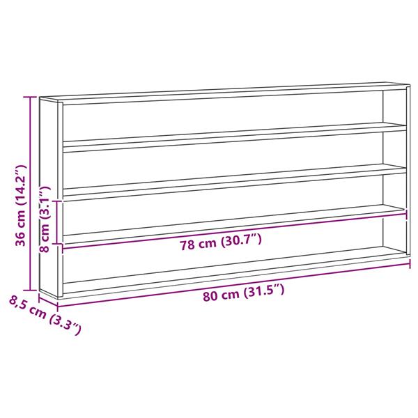 Grote foto vidaxl muurdisplaykast met plank beige 80 x 8 5 x 36 cm bewerkt hout huis en inrichting woningdecoratie