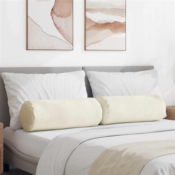 Grote foto vidaxl bolster kussens 2 stuks cr me 25 x 70 cm cordstof huis en inrichting woningdecoratie