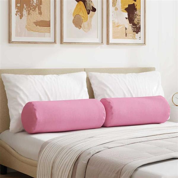 Grote foto vidaxl bolster kussens 2 stuks roze 25 x 70 cm stof huis en inrichting woningdecoratie