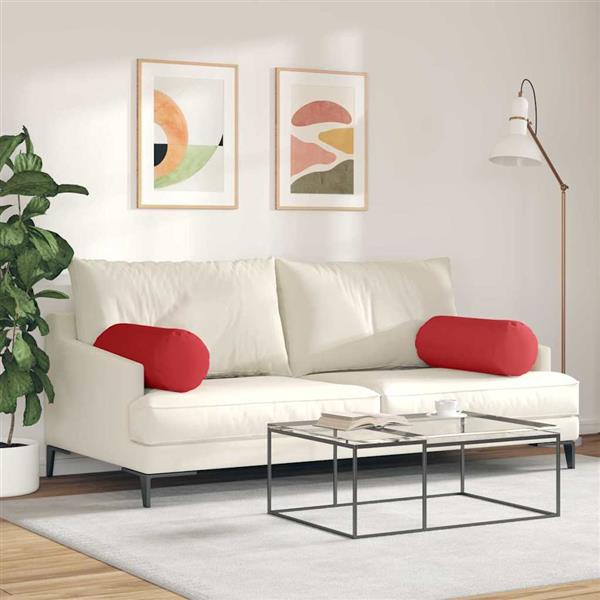 Grote foto vidaxl bolster kussens 2 stuks rood 25 x 70 cm stof huis en inrichting woningdecoratie