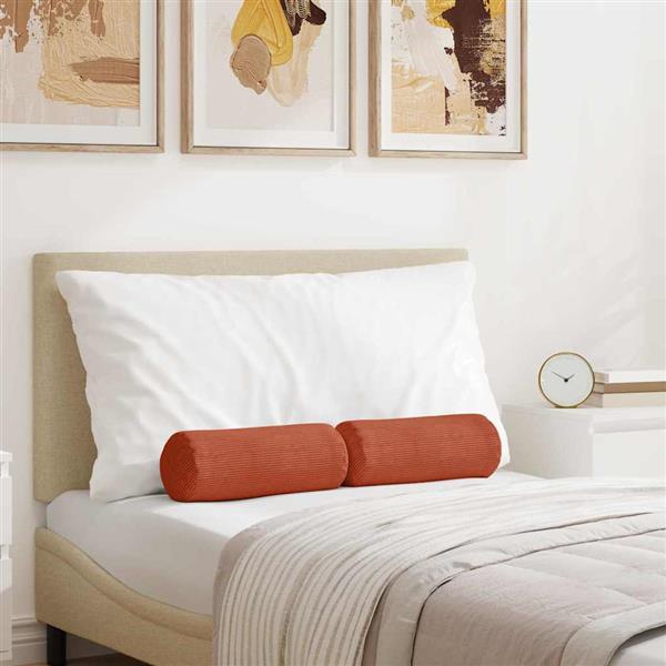 Grote foto vidaxl bolster kussens 2 stuks rood oranje 15 x 40 cm cordstof huis en inrichting woningdecoratie