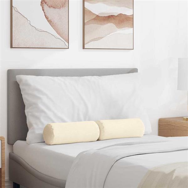 Grote foto vidaxl bolster kussens 2 stuks cr me 15 x 40 cm cordstof huis en inrichting woningdecoratie