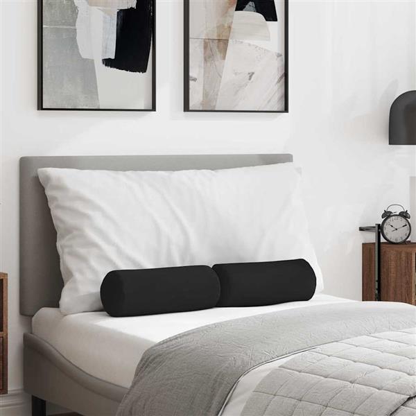 Grote foto vidaxl bolster kussens 2 stuks zwart 15 x 40 cm microvezel stof huis en inrichting woningdecoratie