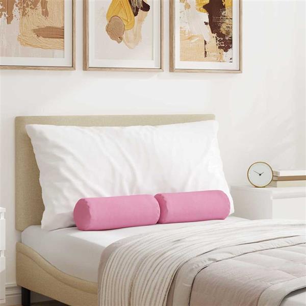 Grote foto vidaxl bolster kussens 2 stuks roze 15 x 40 cm stof huis en inrichting woningdecoratie